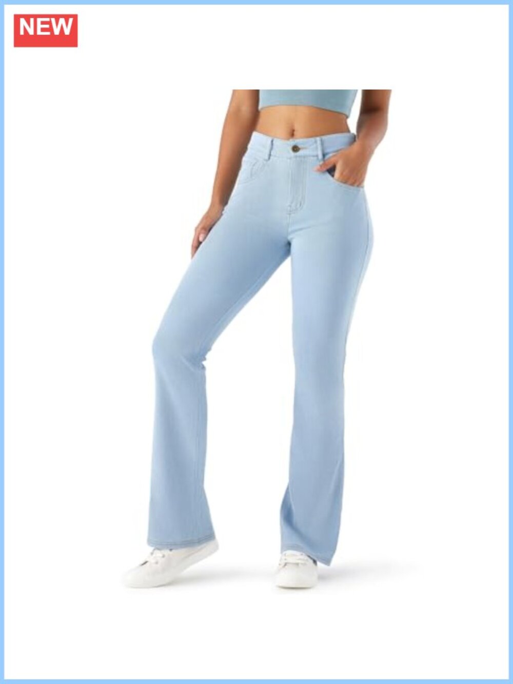 High Waisted Bootcut Stretch Jeans for Women - Medium Stretch, Zipper & Button